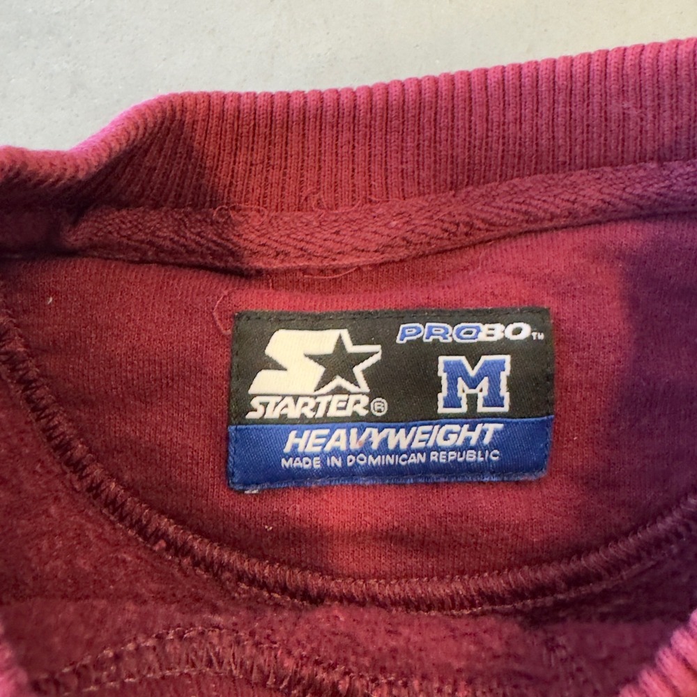 Starter Pro 80 Heavyweight Sweatshirt Mens Medium Maroon Red Crewneck Pullover - Picture 2 of 6